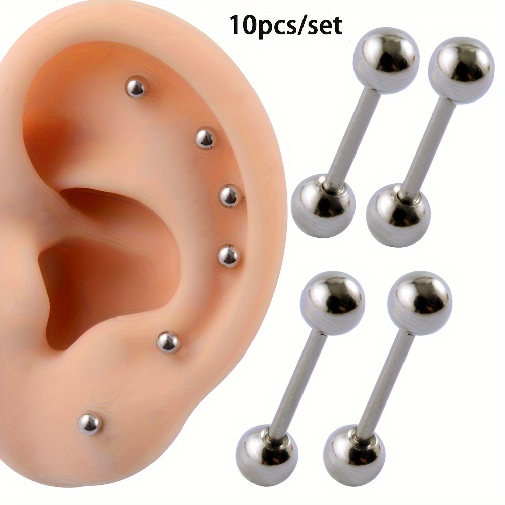 Body Jewelry Barbell - 10pcs Minimalist Stainless Steel Ear Tragus