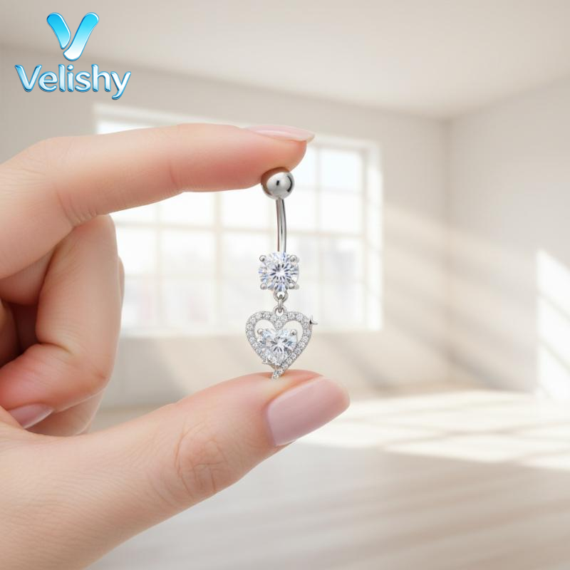 Body Jewelry Barbell - Surgical Steel Dangle Belly Button Ring