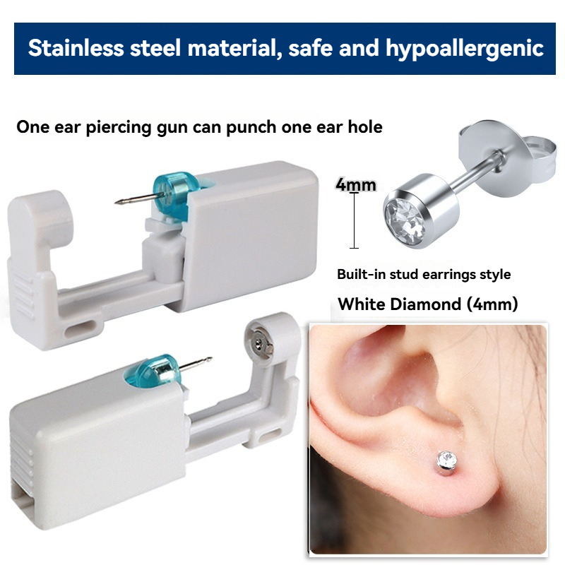 Body Jewelry Cartilage Earrings - Disposable Sterile Ear Piercing Gun Kit