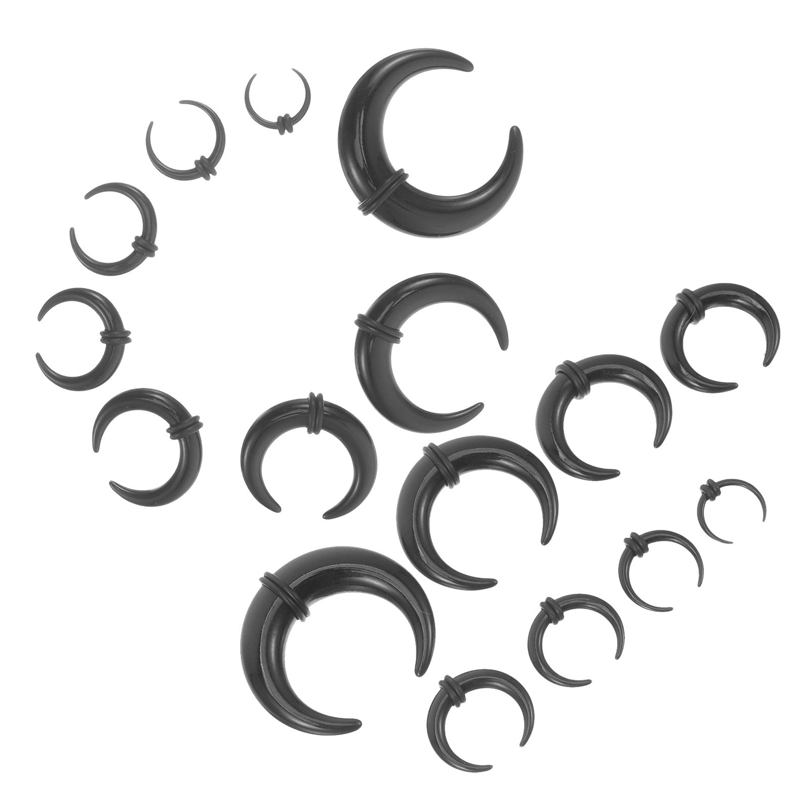 Body Jewelry For Sensitive Skin - 16Pcs Black Acrylic Septum Ring Set