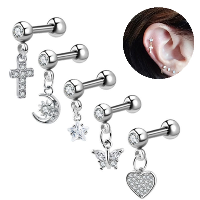 Body Jewelry Barbell - 1 Cái Mặt Trăng Sụn Tai