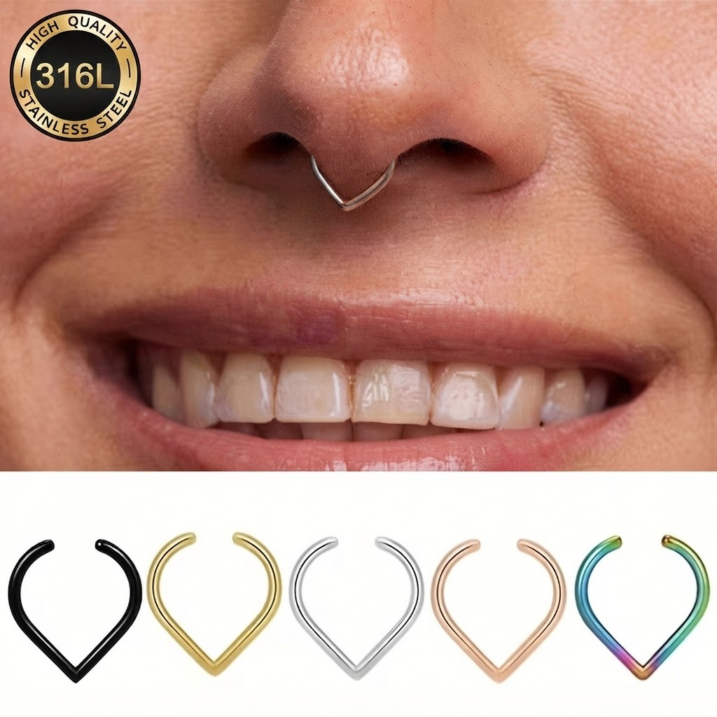 Body Jewelry Cartilage Earrings - 5Pcs Stainless Steel Fake Nose Ring