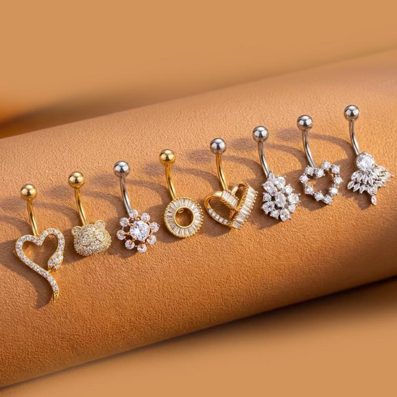 Body Jewelry Barbell - Butterfly Flower Belly Button Rings Long