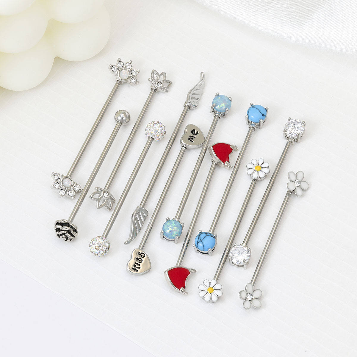 Body Jewelry Barbell - 16G Arrows Hearts Industrial Barbell Surgical
