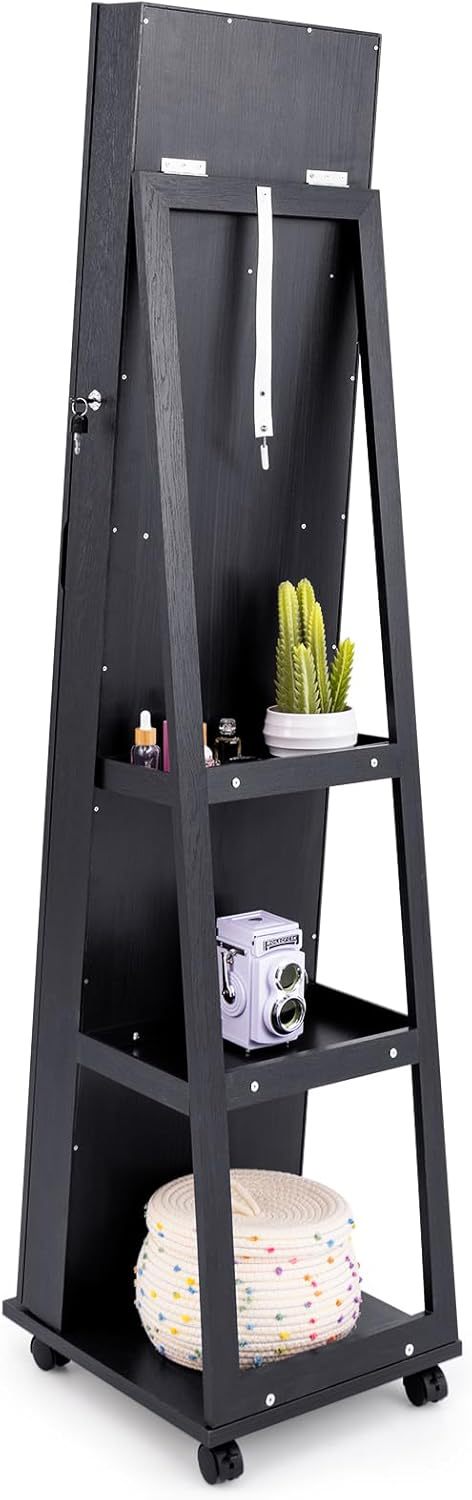 Body Jewelry Storage - Solid wood rotating floor-standing full-body smart