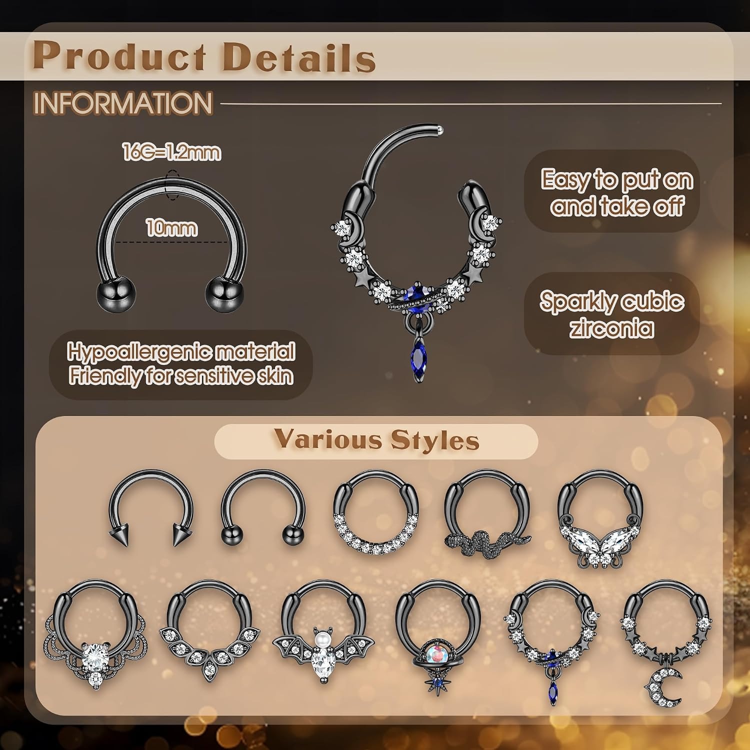 FASACCO Septum Rings Septum Pi - đánh giá và giá Body Jewelry For Sensitive Skin