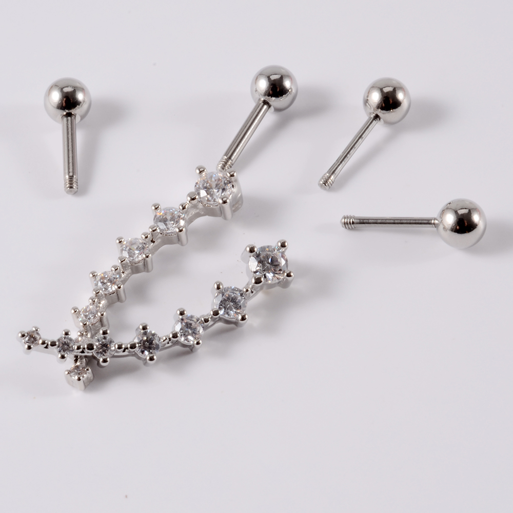 1 Đồng Hồ Thép Không Gỉ Cz Tai - đánh giá và giá Body Jewelry Barbell
