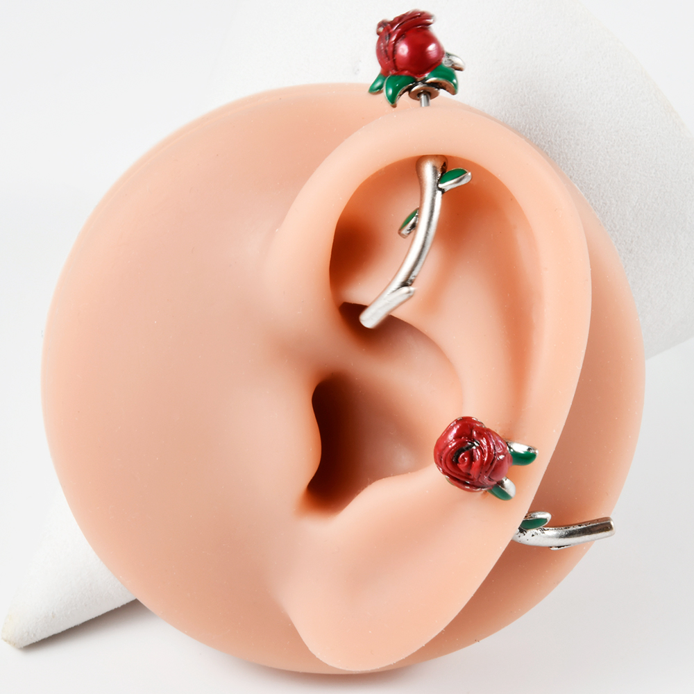 1PC Surgical Steel  Red Rose F - đánh giá và giá Body Jewelry Barbell