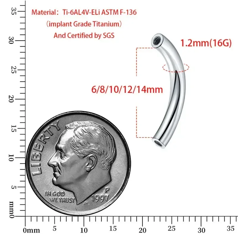 10 Pcs/Lot ASTM F136 Titanium  - đánh giá và giá Body Jewelry Barbell