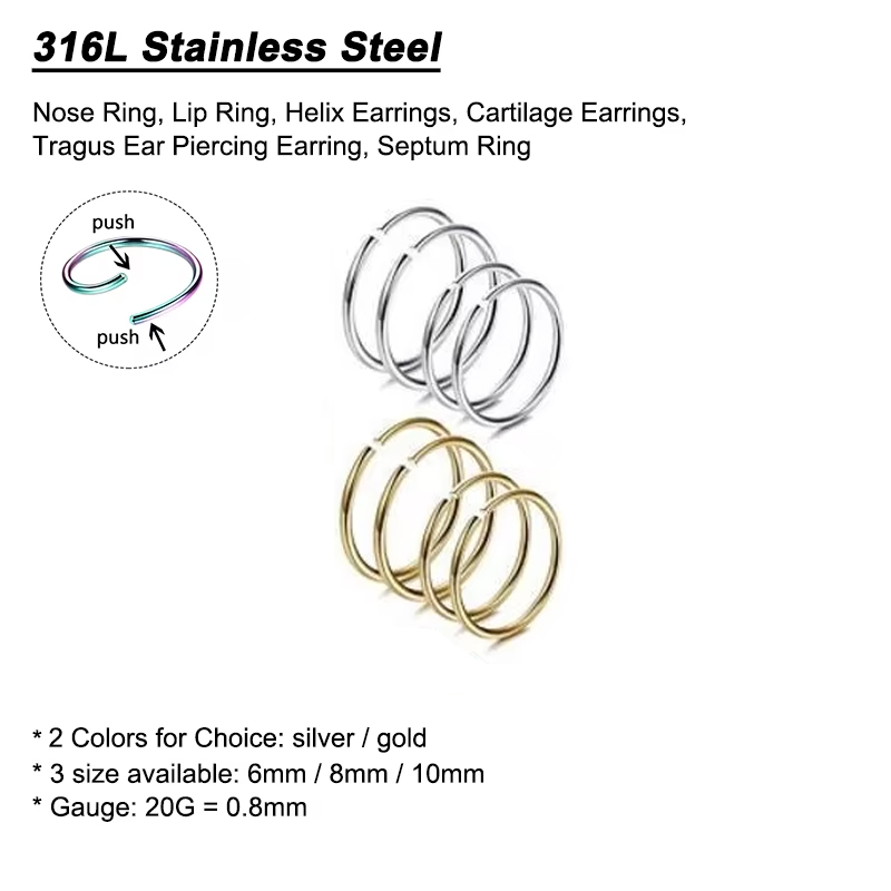 6pcs/lot Hypoallergenic Nose R - đánh giá và giá Body Jewelry Cartilage Earrings