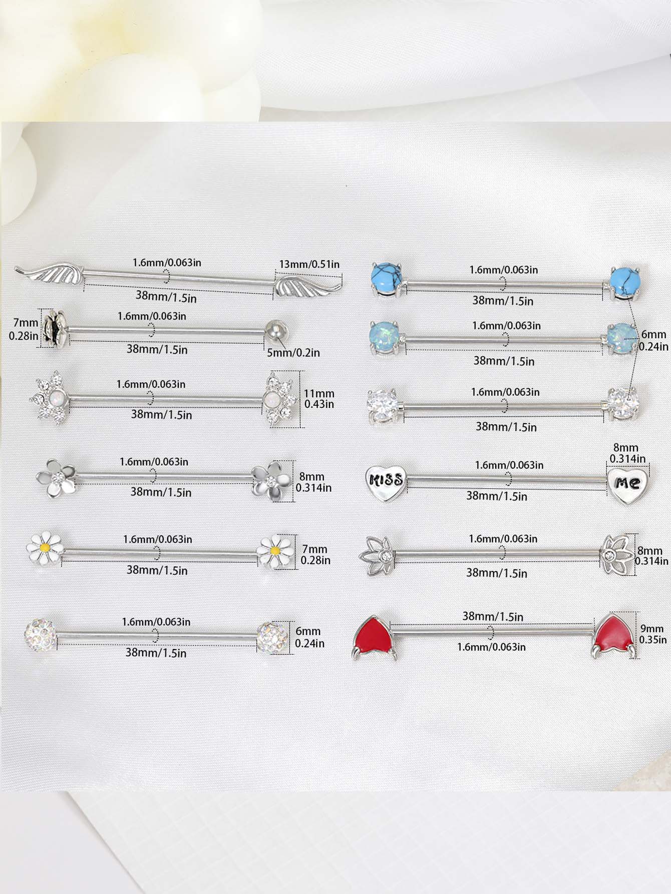 16G Arrows Hearts Industrial B - đánh giá và giá Body Jewelry Barbell