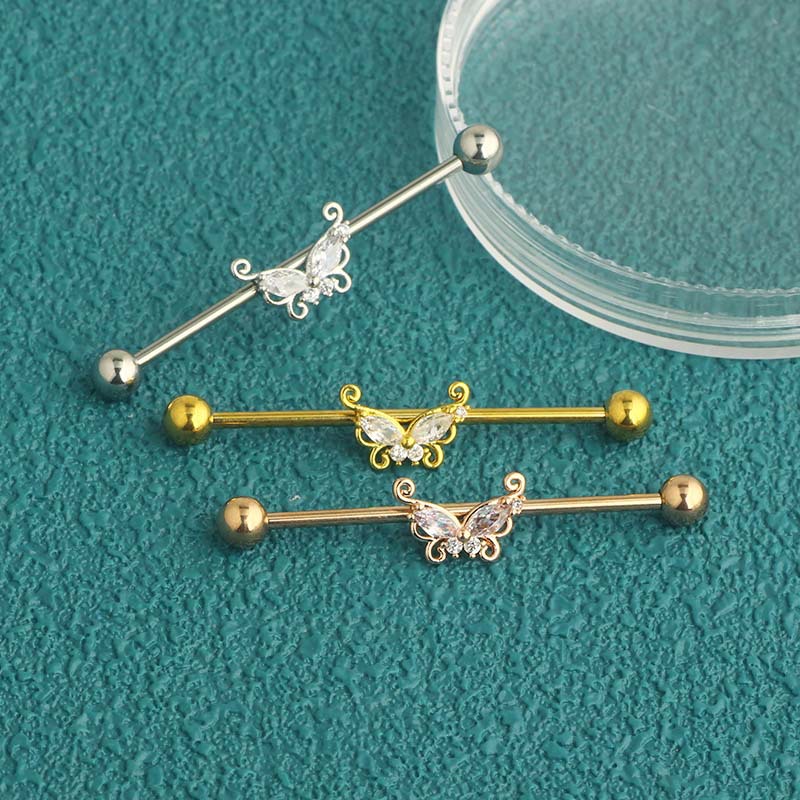 CZ Butterfly Barbell Earrings  - đánh giá và giá Body Jewelry Barbell