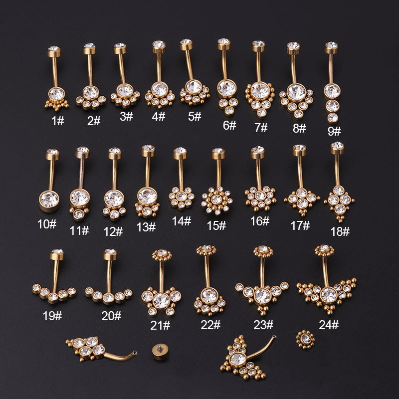 Zircon Golden Belly Button Rin - đánh giá và giá Body Jewelry Barbell